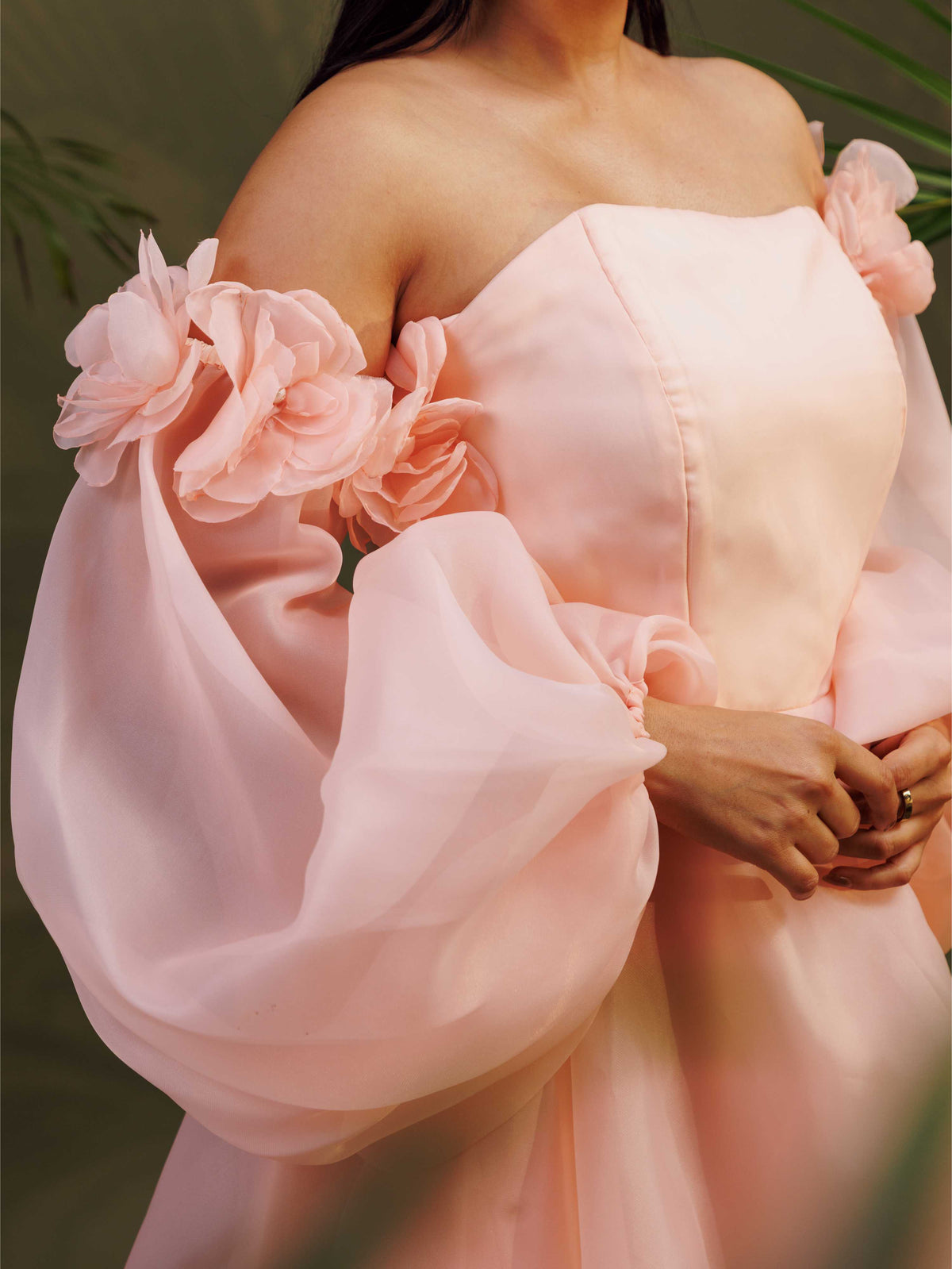 Peach Off-Shoulder Mini Dress