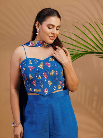 Royal Blue Embellished co-ord set