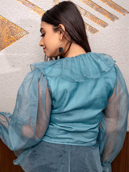 Teal Ruffle Top