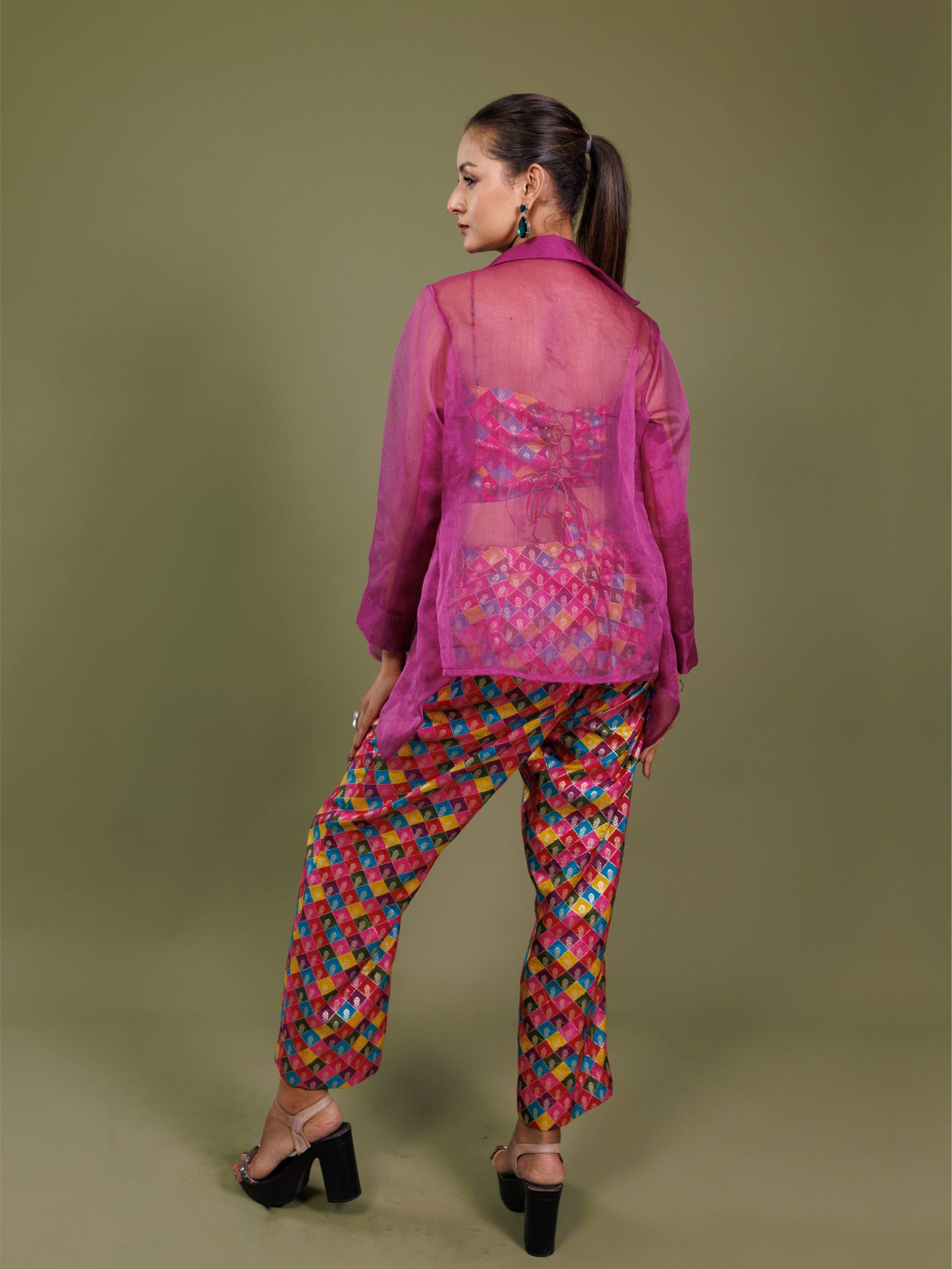 Multi Printed Co-ords With Overlap Shrug