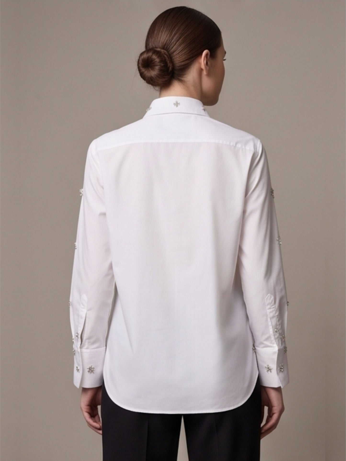 Stone Work White Shirt