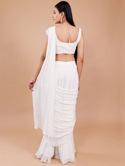 White Drape Saree