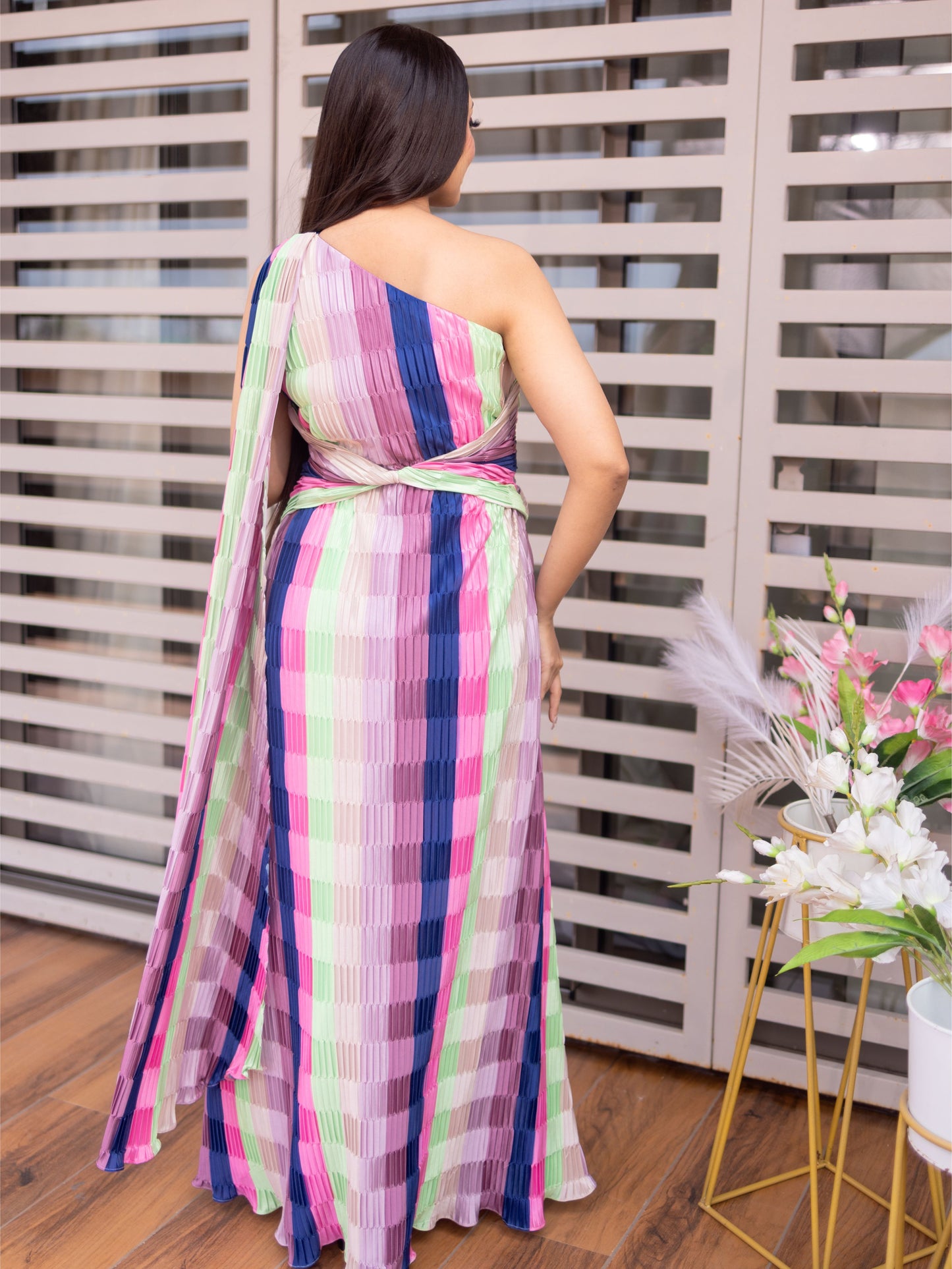 Colorful Pleated Dress