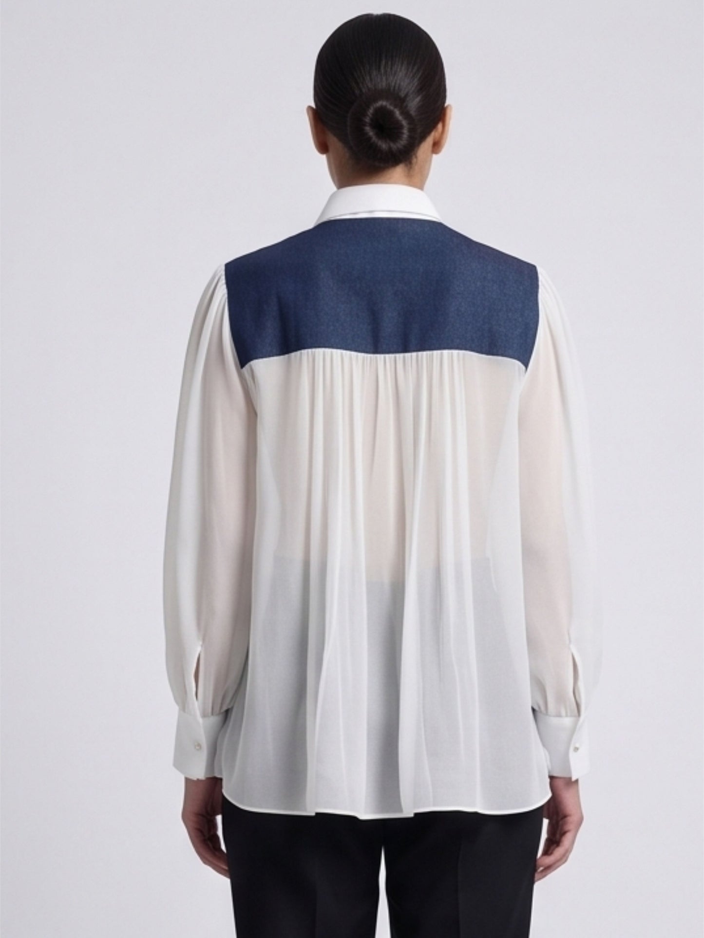 Denim Flap Organza Shirt