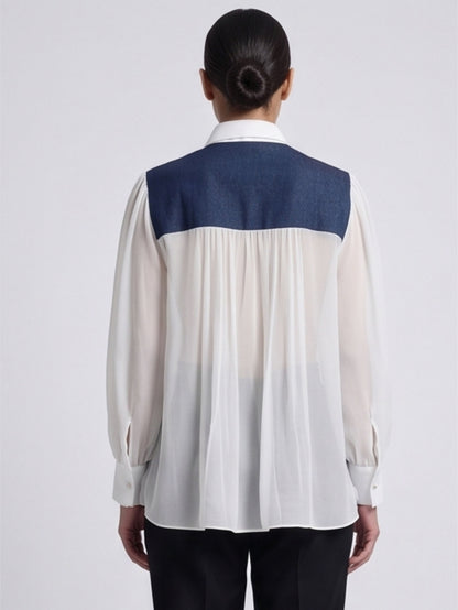Denim Flap Organza Shirt