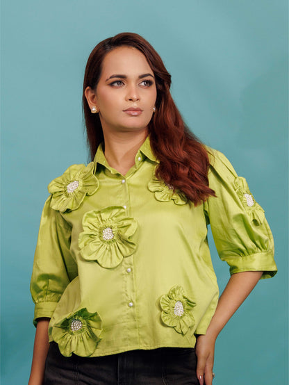 Light Green Floral Shirt