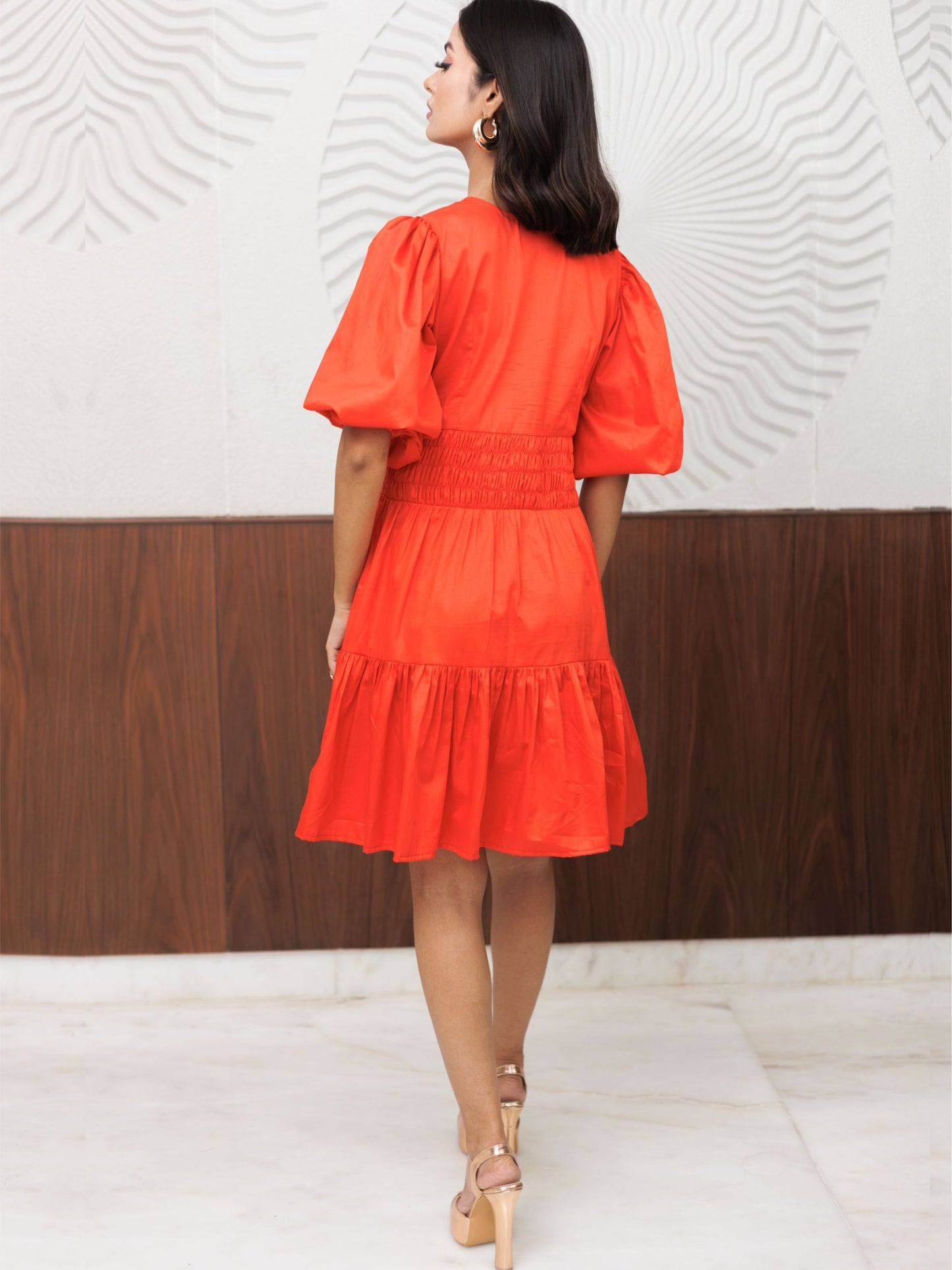 Orange Smoking Short Dress