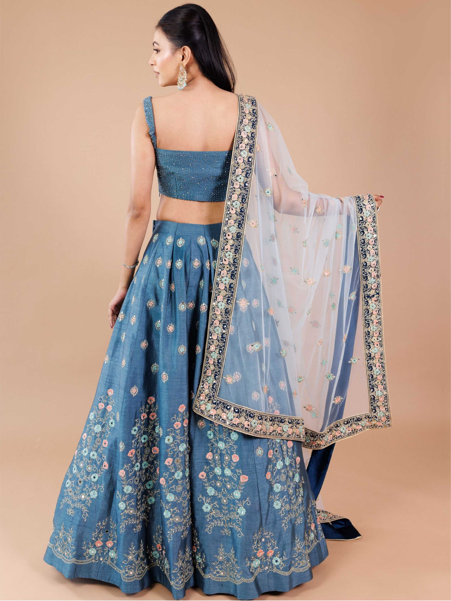 Peacock Blue Embroidery Indo Western