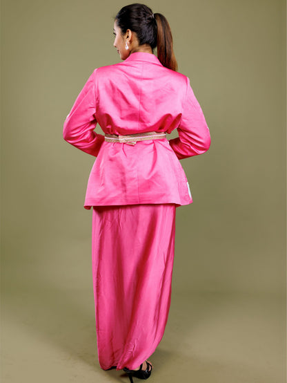 Pink 3D Floral Blazer Set