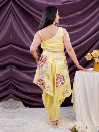 Lemon Yellow Dhoti Set