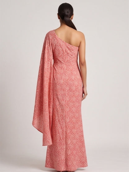 Pestel Pink Printed One Shoulder Two Piece
