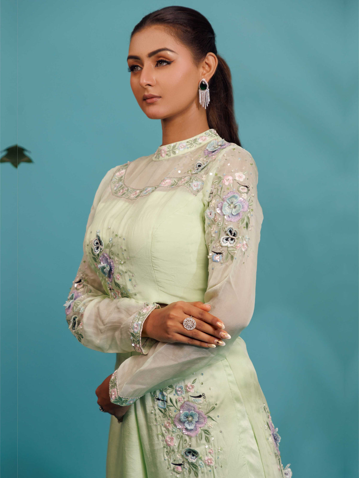 Mint Green Embroidered Co-Ord Set