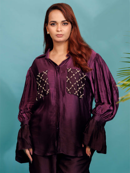 Plum Embellished Co-Ord Set