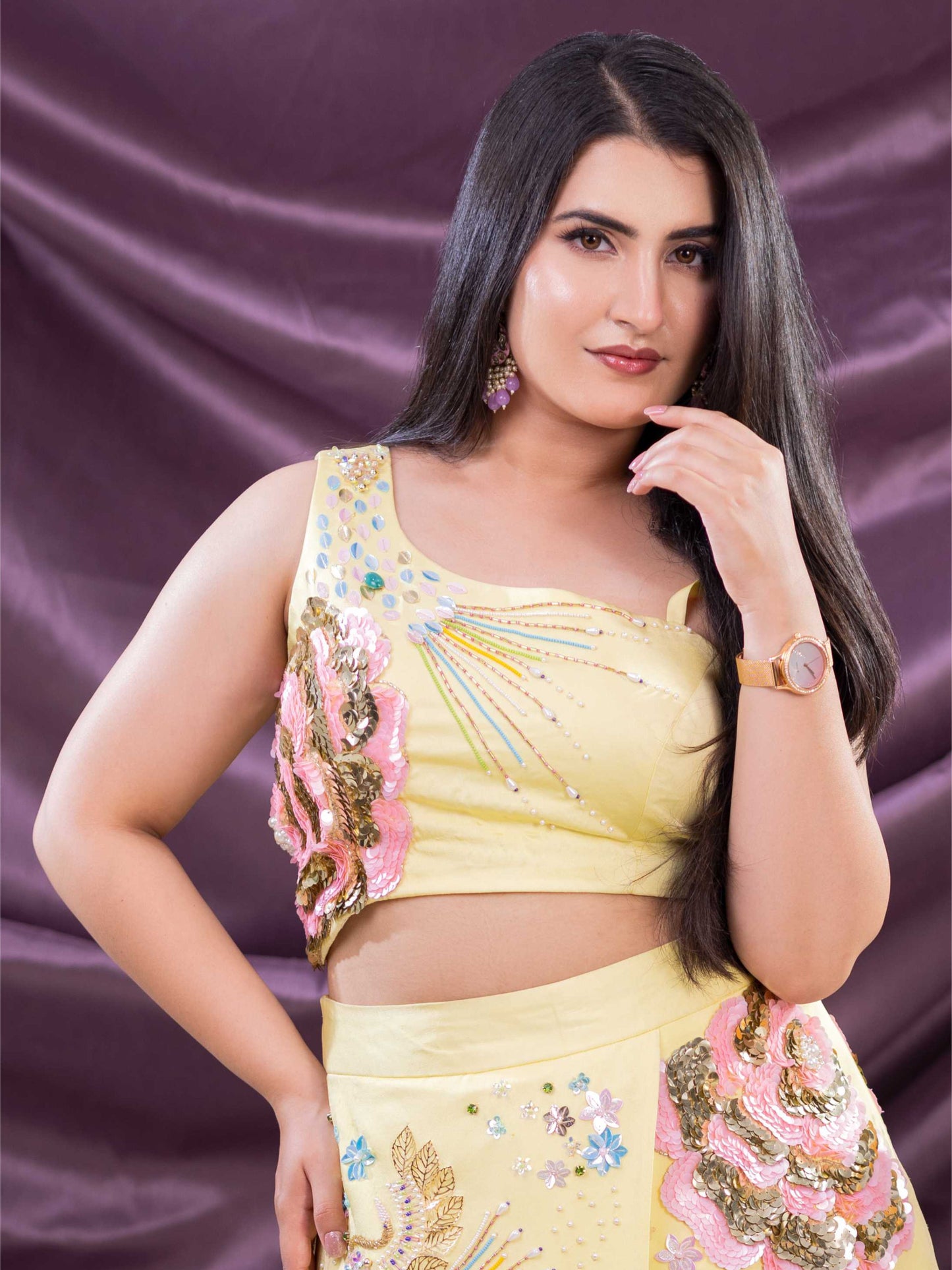 Lemon Yellow Dhoti Set