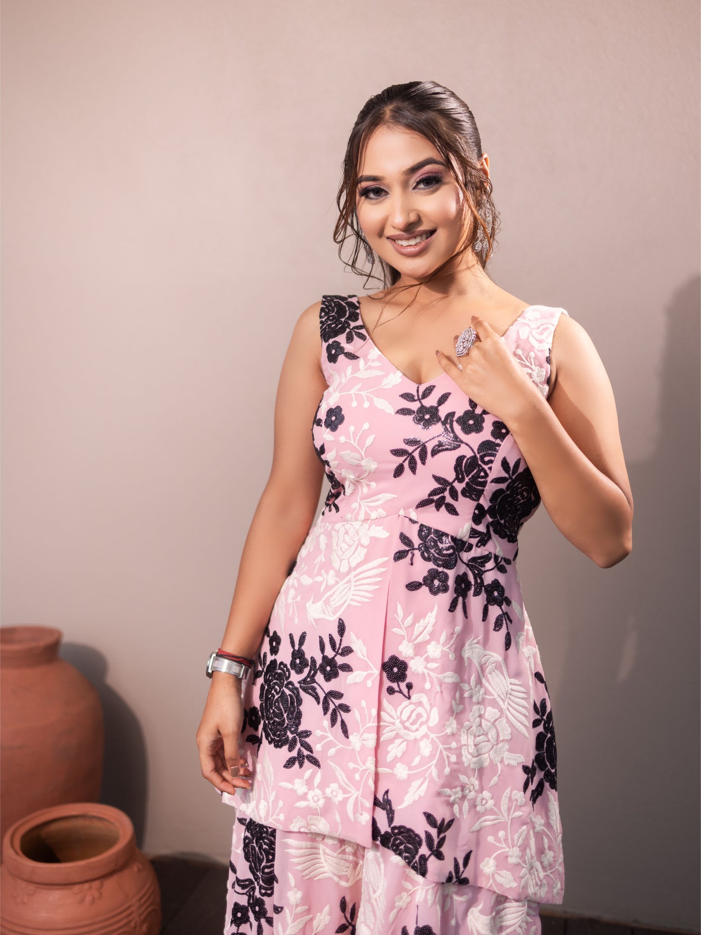 Baby Pink Sharrara Set