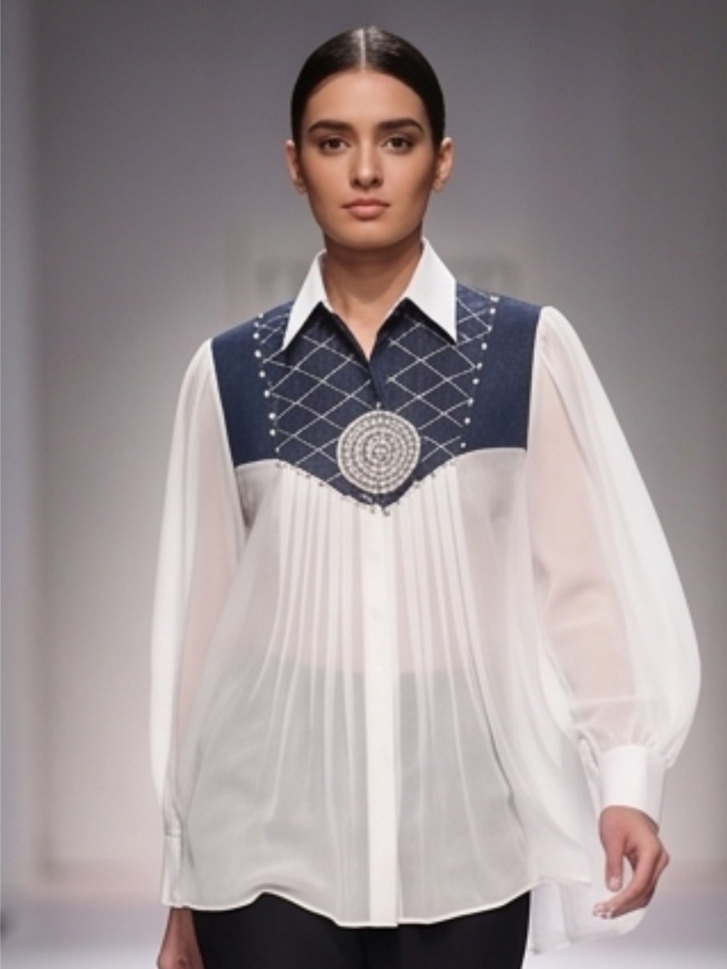 Denim Flap Organza Shirt