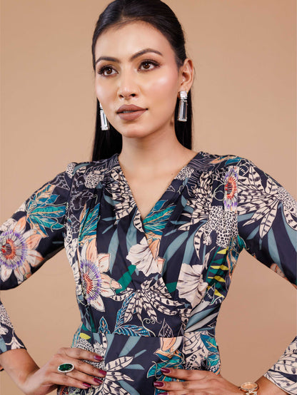 Black Floral Print Maxi Dress