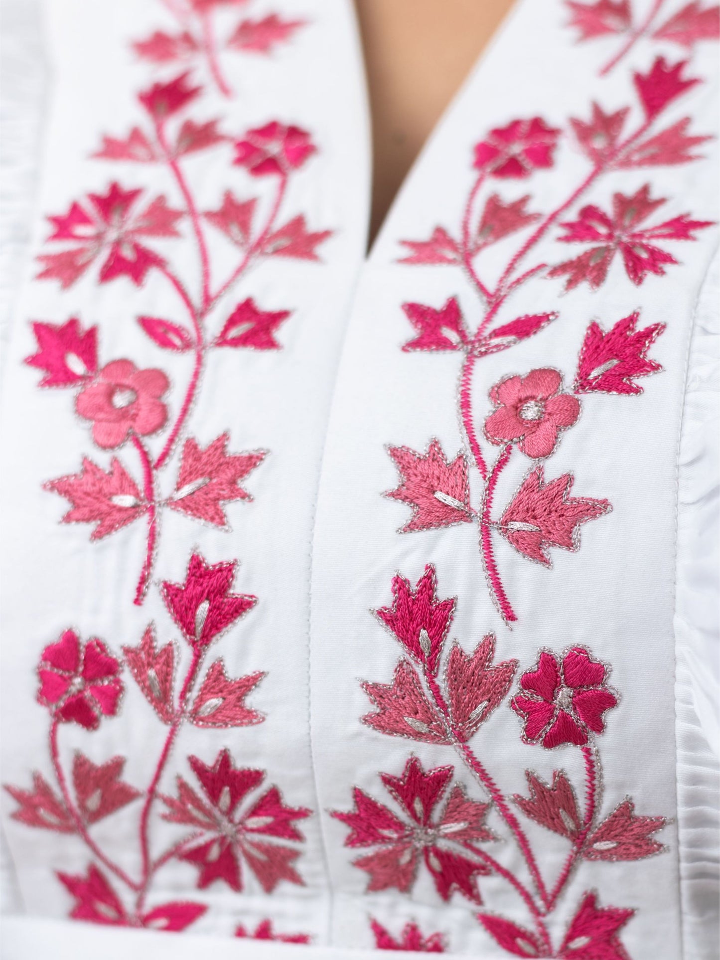 White & Pink Embroidered Co-Ords