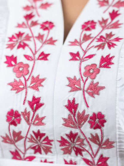 White & Pink Embroidered Co-Ords