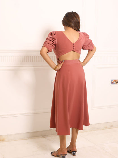 Dusty Rose Flared Dress
