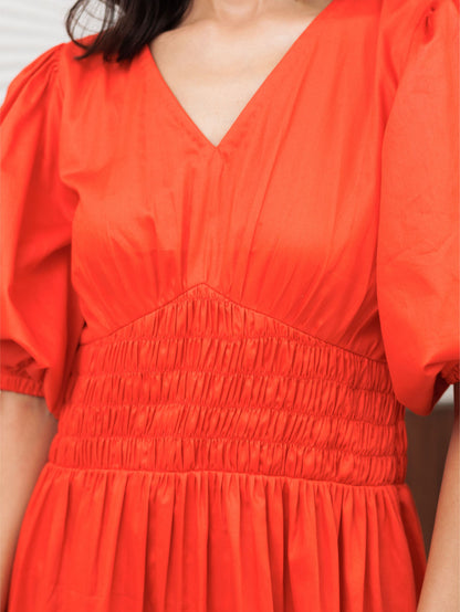 Orange Smoking Short Dress