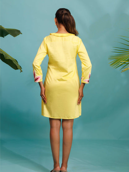 Lemon Floral Shirt Dress