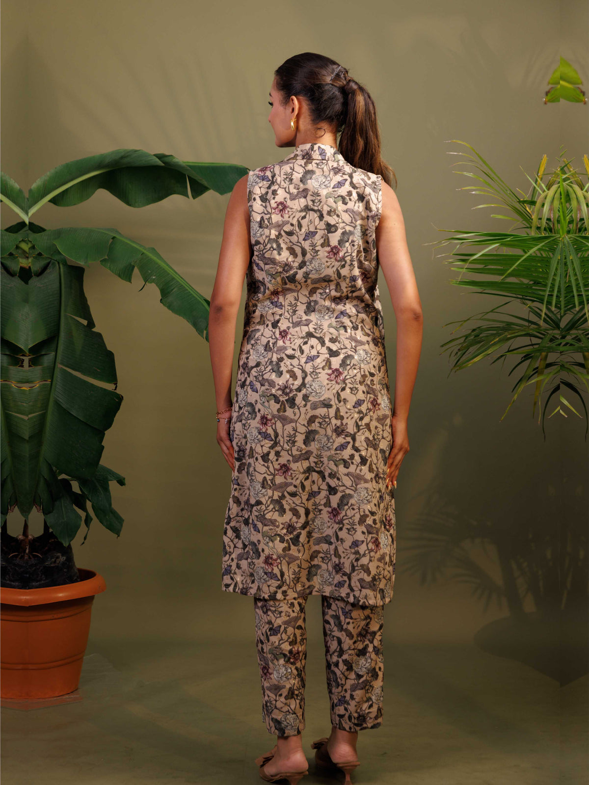 Beige Floral Printed Co-Ord set