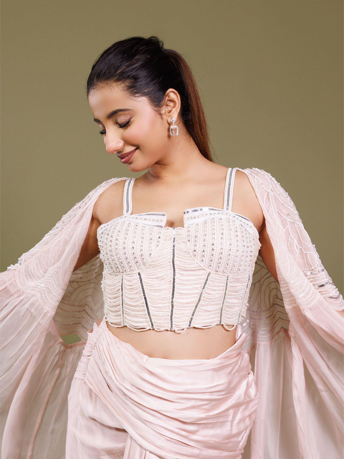 Onion Pink Drape Pearl Work IW
