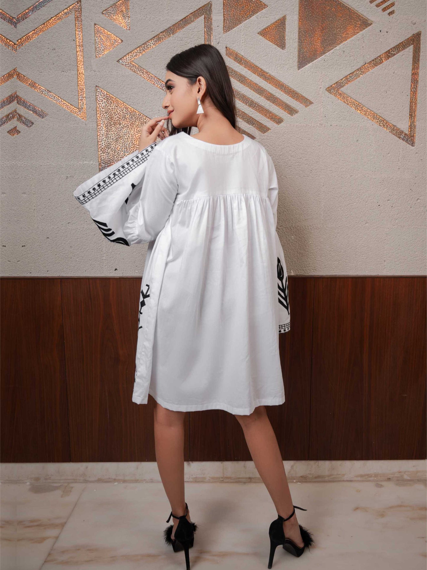 Black White Cotton Dress