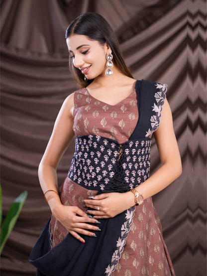 Brown Black Corset Indo - Western