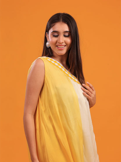 One Shoulder Ombre Drape Dress