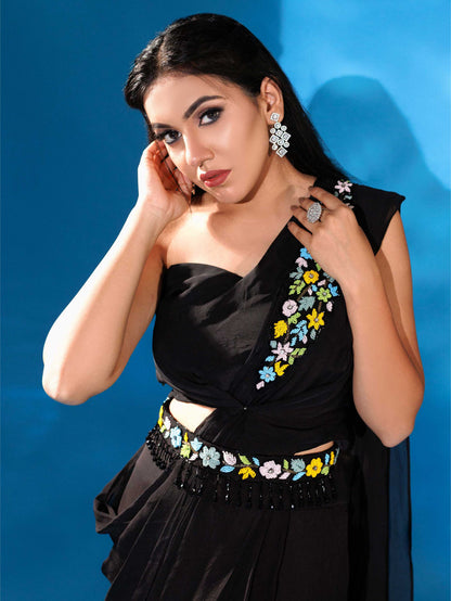 Black Drape Saree