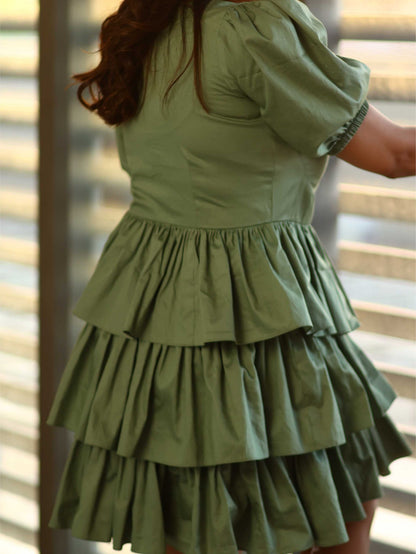 Russian Green Layered Dress