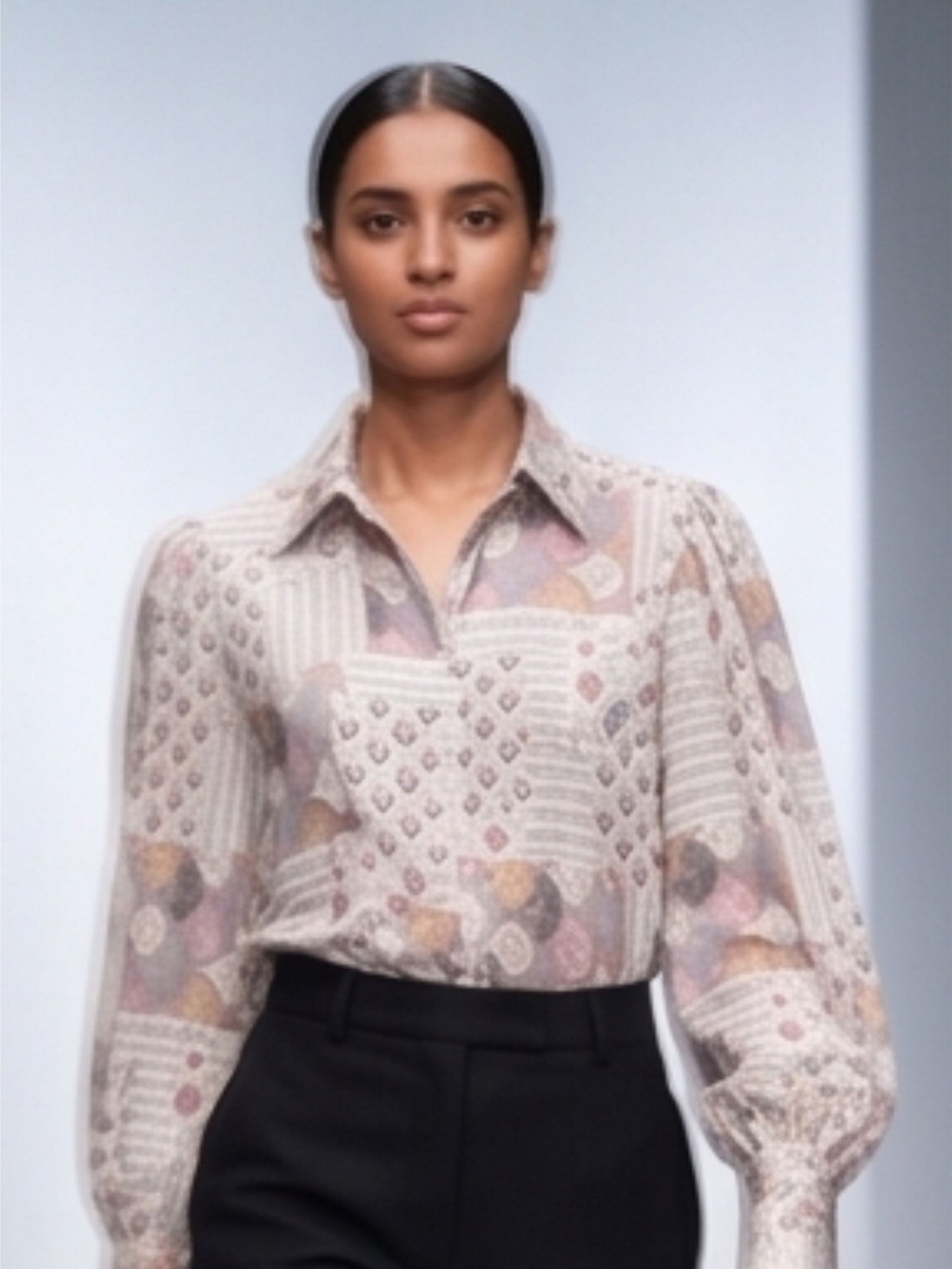 Printed Ballon sleeves Shirt