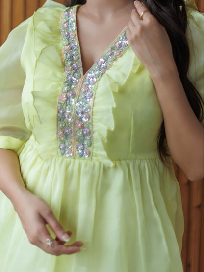 Pastel Yellow Embellished Dress