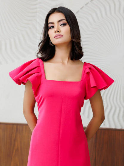 Hot Pink Midi Dress