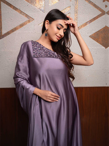 Lavender One Off Shoulder Kurta Set