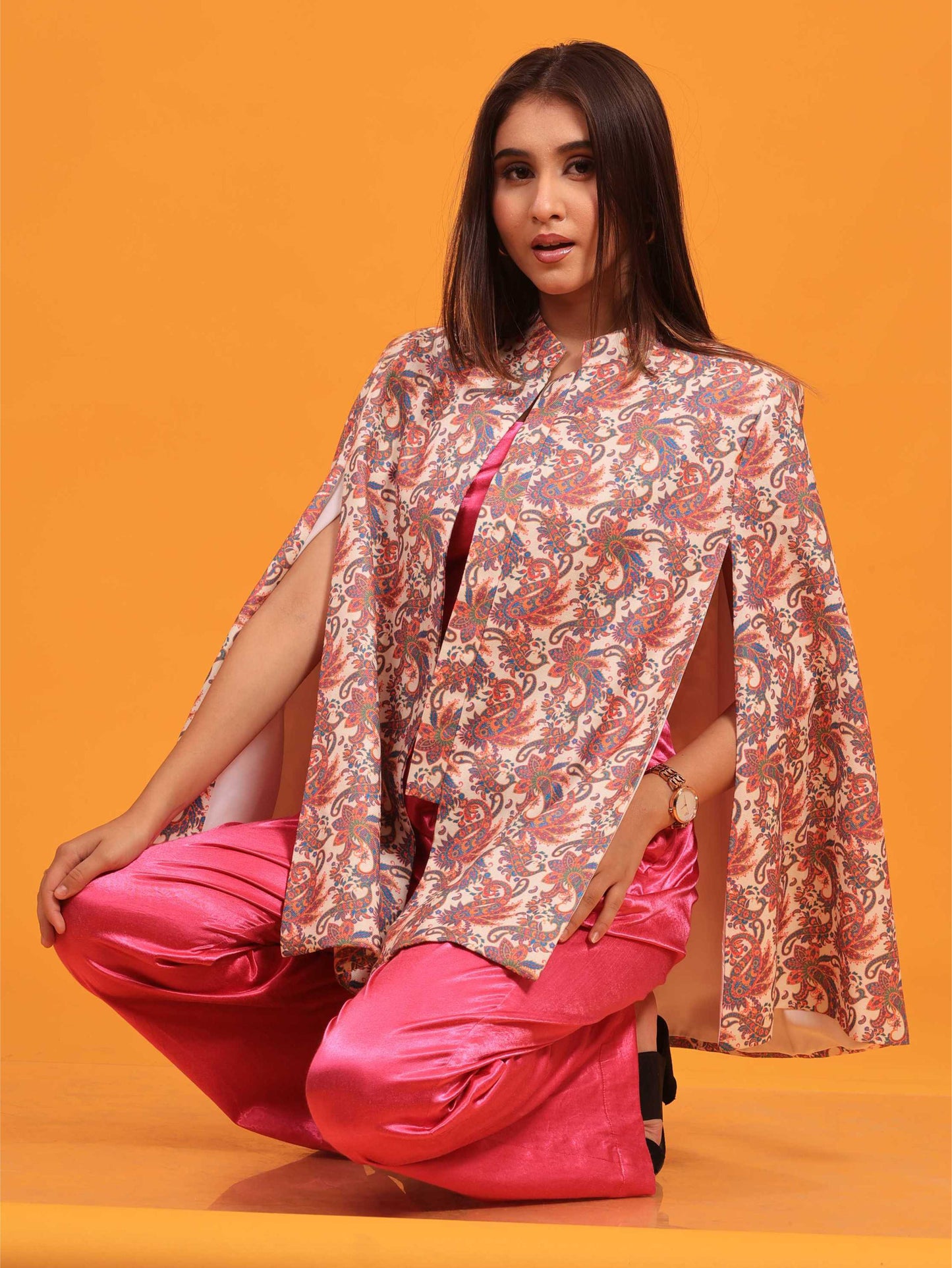 Fuchsia Pashmina Cape Cords