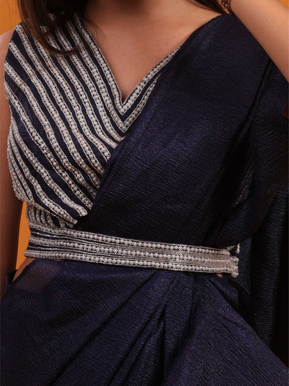 Dark Blue Ruffled Saree