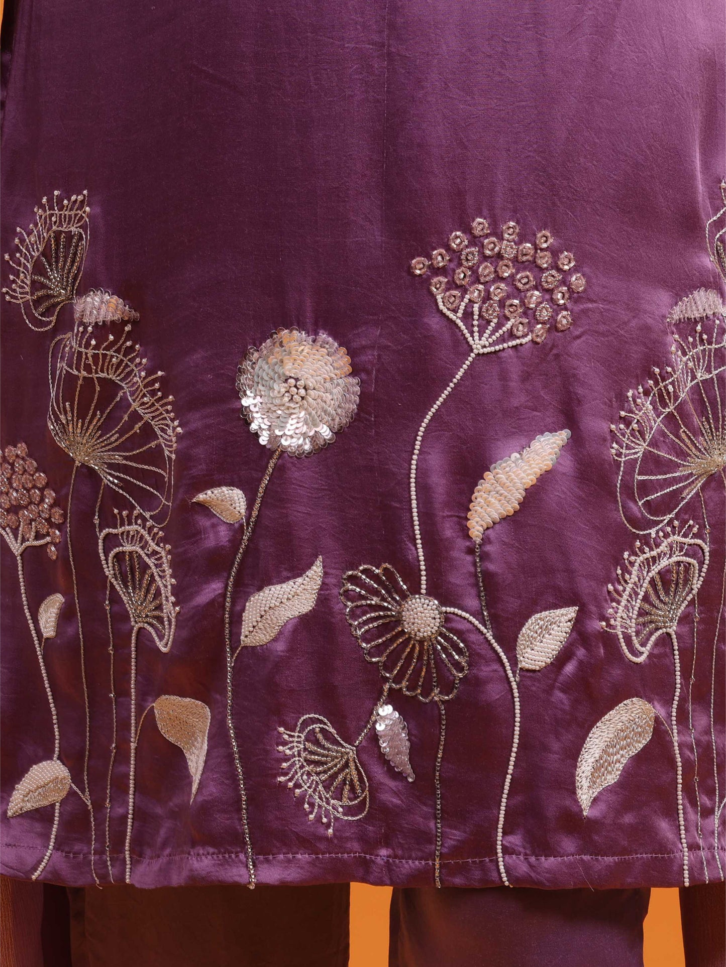Lavender Kurta Set Attached Dupatta