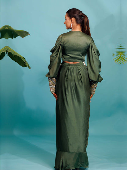 Olive Green Embellished Co-Ord Set