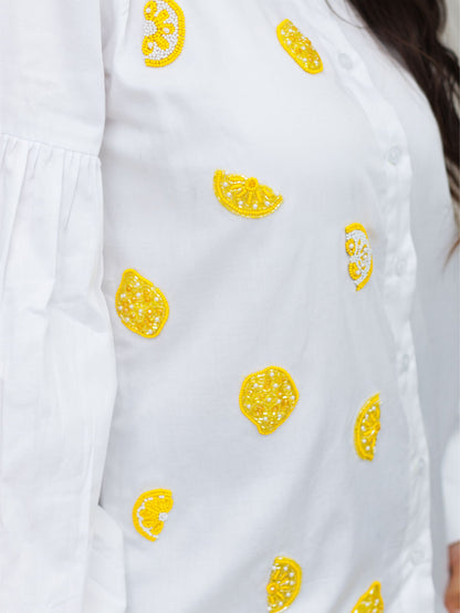 White Lemon Embellished Shirt