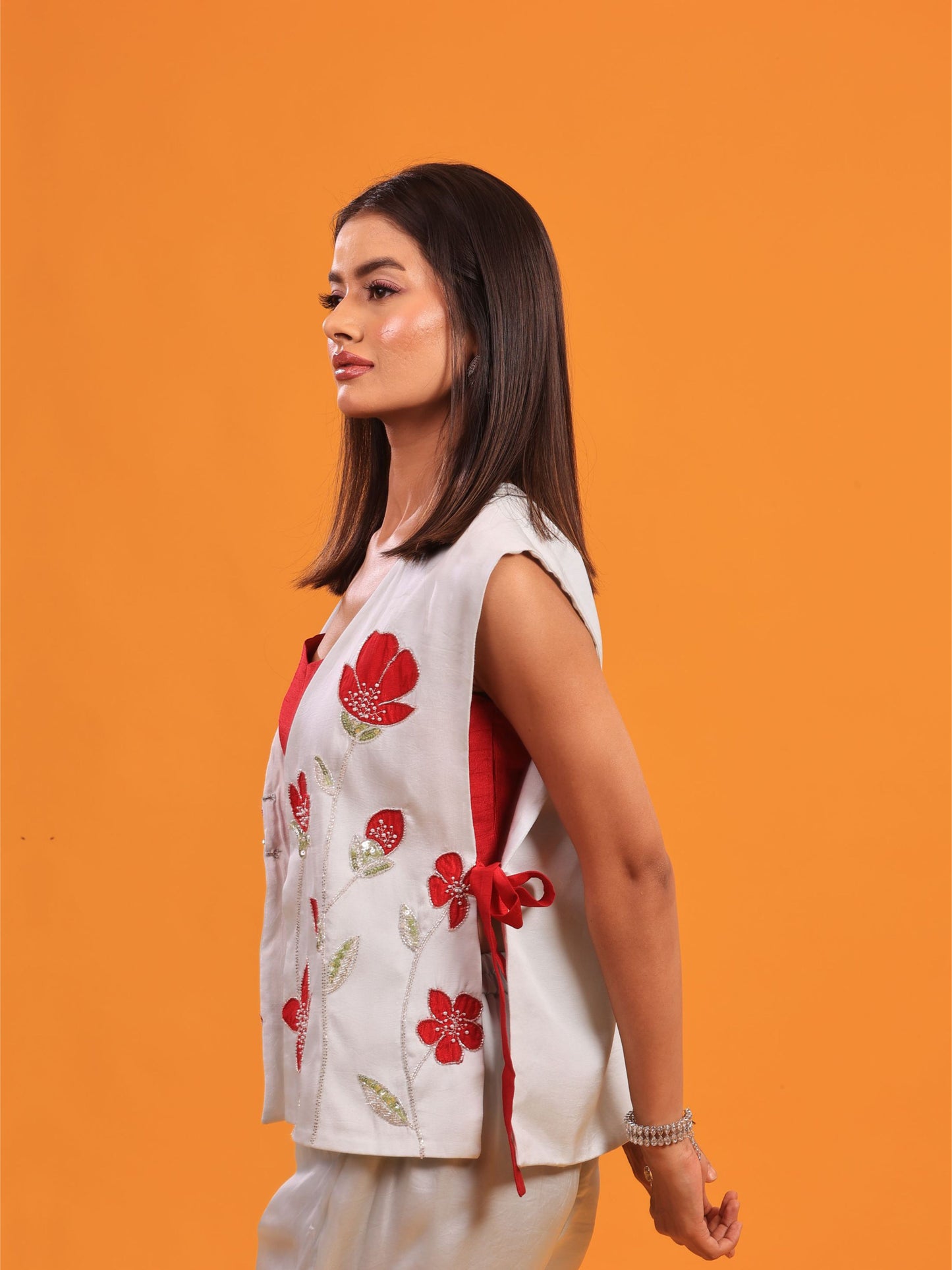 Ice-Blue Floral Embellished Co-ords