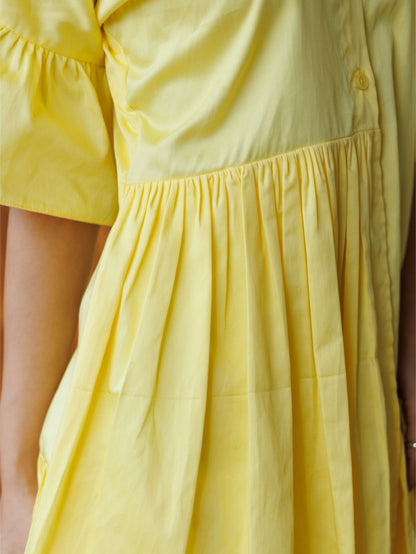 Yellow Up Down Gathered Dress