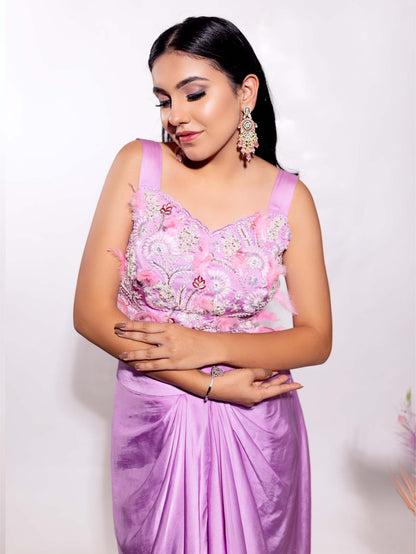 Lavender Dhoti Set
