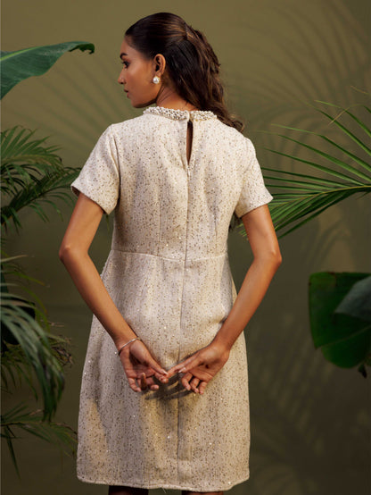 Pearl Off-White Tweed Dress