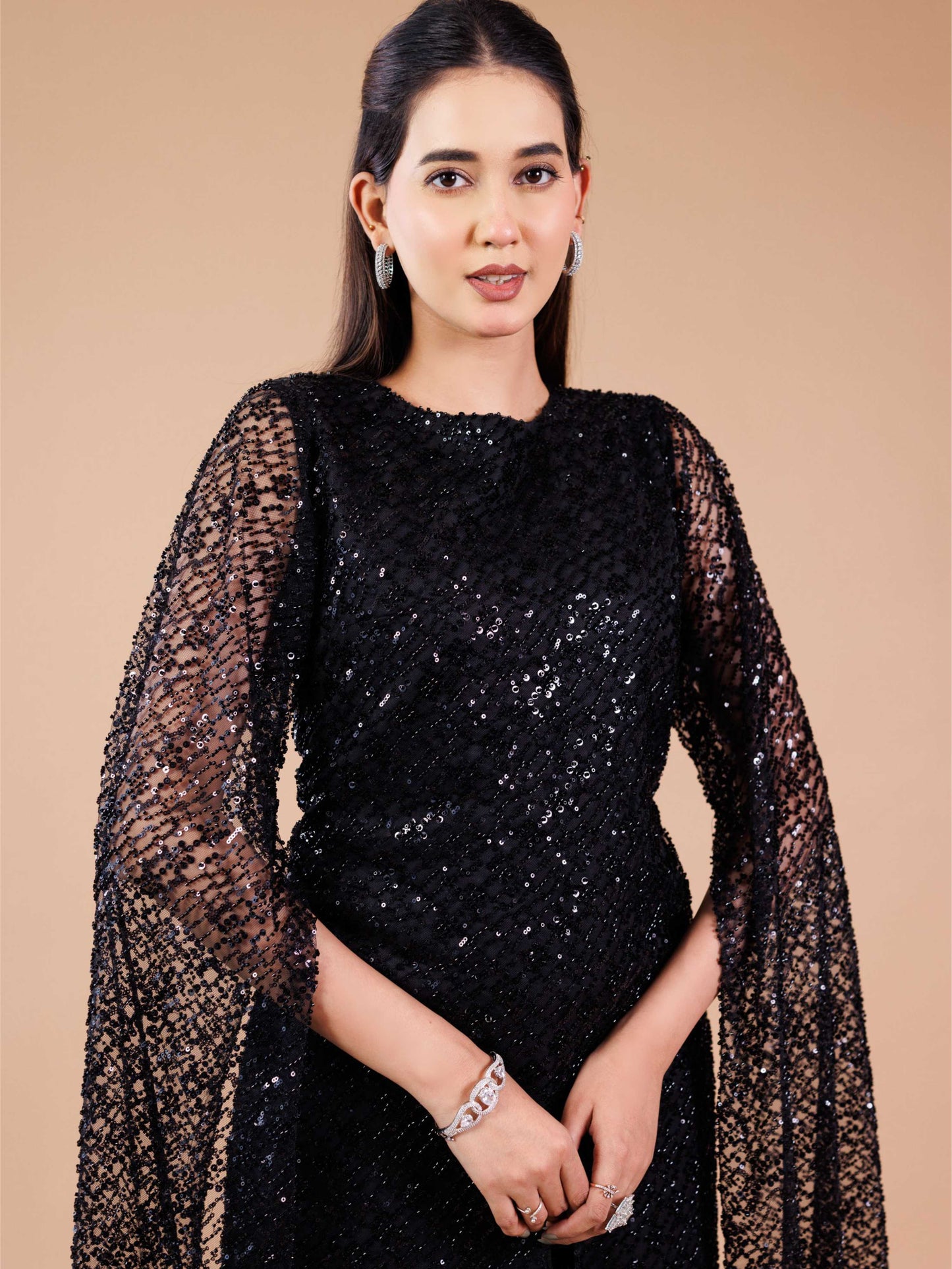 Black Net Embroidered Co-ord Set