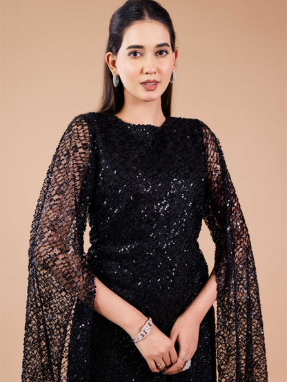 Black Net Embroidered Co-ord Set