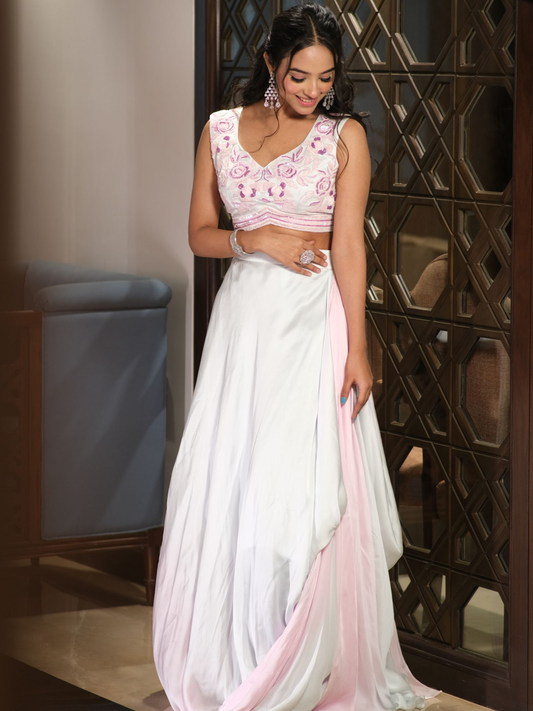 Flow Dye Skirt With Embellished Top