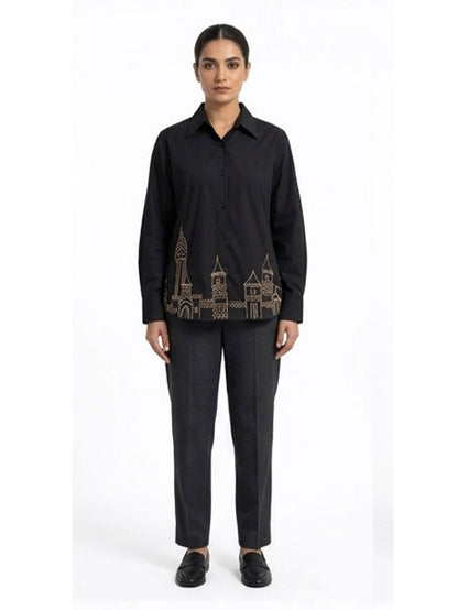 Black Golden Embroidery Shirt